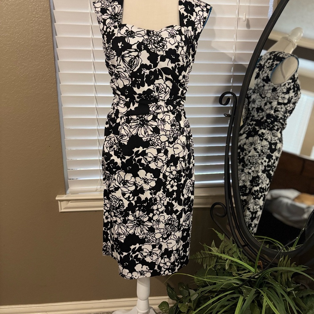 Floral Black and White Dress
